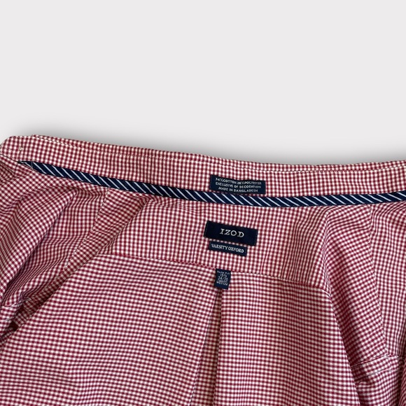 IZOD Men's Advantage Performance Long Sleeve Button Down Gingham Shirt - Picture 5 of 10